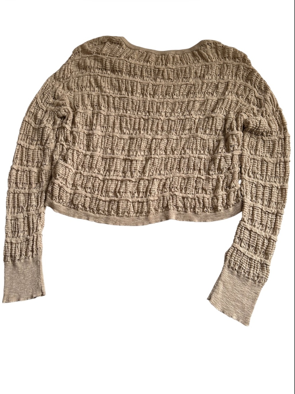 Natural Life Emily Textured Open Knit Sweater Size S Beige Cropped Boho - Picture 6 of 11